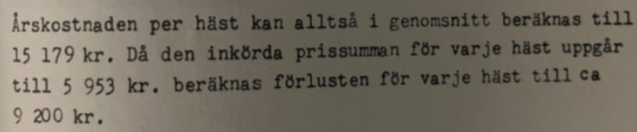 Utdrag ur utredningen ”Trav och Galoppsport i Sverige” från 1972.